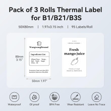 NIIMBOT 3 Rolls Label Maker Tape Thermal Paper Waterproof Labels Thermal Printer Labels with Self-Adhesive for B21/B1/B3S Label Maker 5080