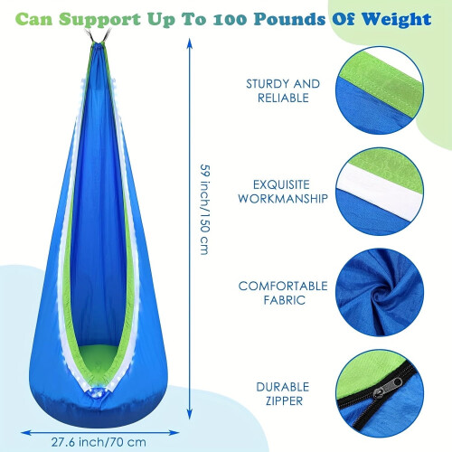 LED Hanging Hammock Swing with Inflatable Pillow and 2