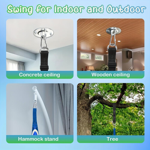 LED hanging hammock chair nylon fabric with pillow 2