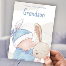 Congratulations New Grandson Card - Luxury Grandparents Cards for New Baby Boy or First Time Grandmother & Grandfather, New Baby, Grandson