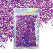 Glitter Viso e Corpo Viola - Glitter Chunky Lilla - Grado Cosmetico - Usato per Trucco, Unghie, Resin Art