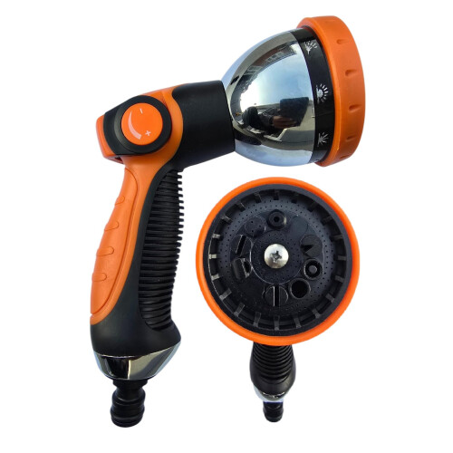 Heavy Duty Soft Touch Multi-Jet Spray Gun: Ideal for Daily Use, Multi-Tasking Gun with Flow Control, 10 Patterns: Cone, Jet, Flat, 1