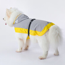 Hund Regenmantel mit Kapuze L reflektierender Streifen transparenter Rand
