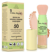 Solar Swipe, Aloha Minerals Block Brush-On Mineral Powder Sunscreen For Face, SPF 50, Water Resistant, Broad Spectrum, Natural Mineral Blend, Oil Abro