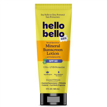 Hello Bello Kids Mineral Sunscreen SPF 50 Lotion - Skydd för Känslig Hud - Vattenbeständig med Antioxidanter - 5oz