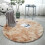 Round Grey Fluffy Area Rug 120x120cm 1