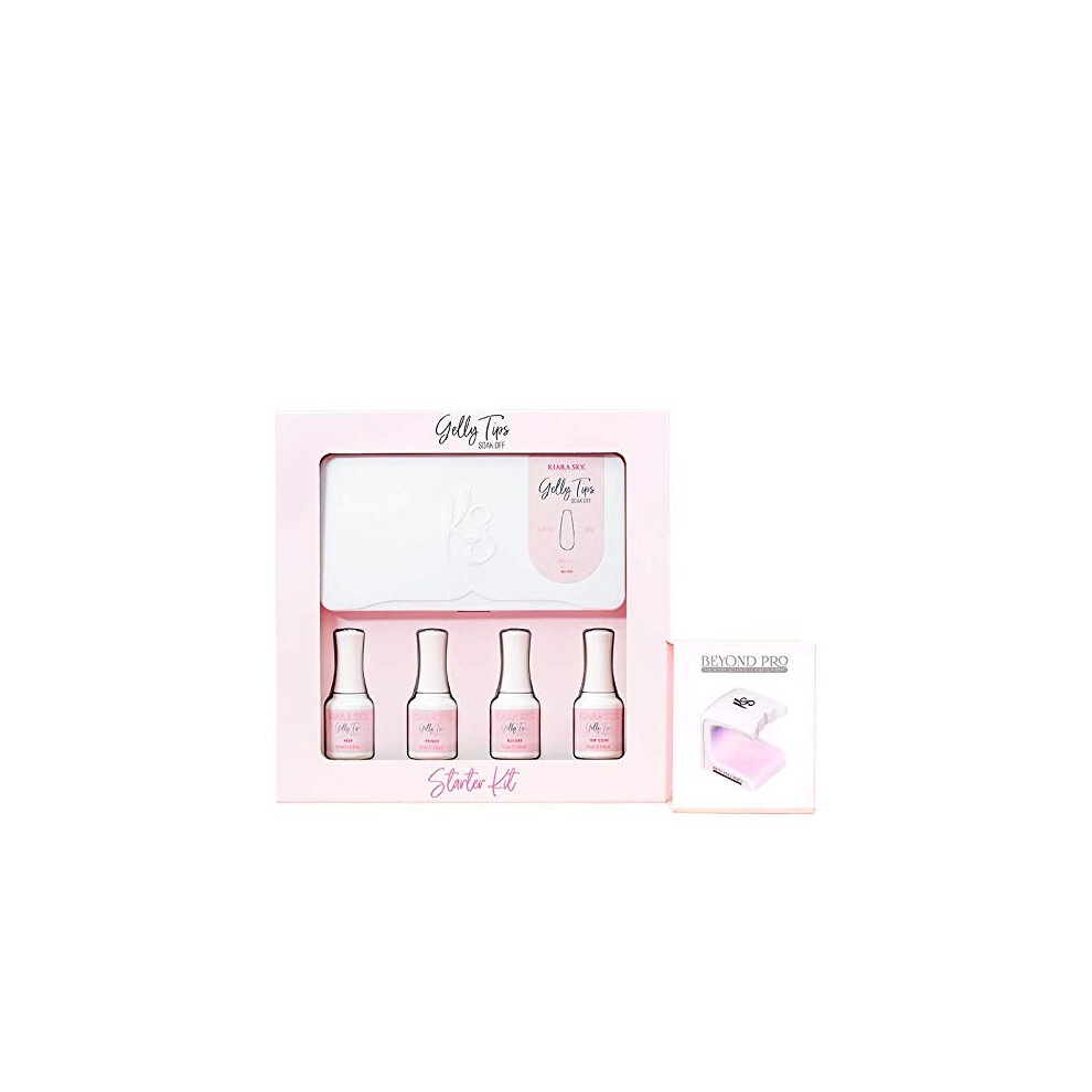 Kiara Sky Gelly Tips Starter Kit | Includes Prep, Primer, Builder, Top Coat, Tips | Stiletto Medium