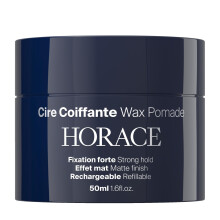 HORACE Hair Wax Pomade for Men - Strong & Long-Lasting Hold - Matte Finish - No Silicones or Mineral Oils - Woody Scent - Refillable, 50 ml