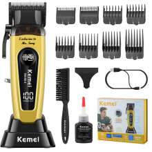 KEMEI 90-4 Professional Hair Clippers for Men, 11500 RPM Barber Clippers with LED Display, Cordless Hair Trimmer with DLC Blade & Charging Base, 2000