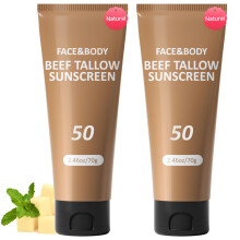 Beef Tallow Sunscreen, Sunscreen for Face, Natural Reef Safe Sunblock for Face Body, Non Greasy Clean Travel Sun Screen Sunblock for Sunmmer Outdoor T