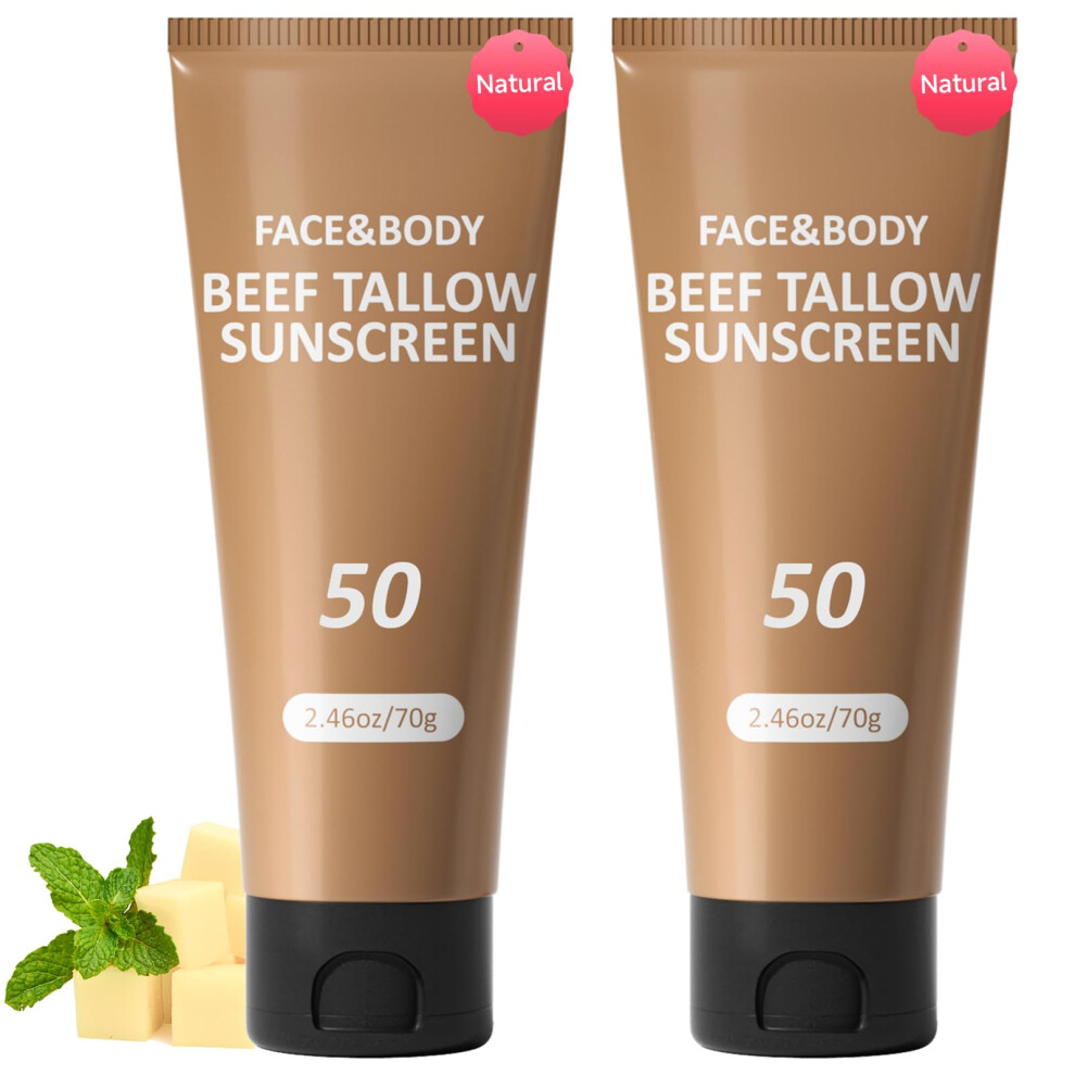 Hzenppor Beef Tallow Sunscreen, Sunscreen For Face, Natural Reef Safe Sunblock For Face Body, Non Greasy Clean Travel Sun Screen Sunblock For Sunmmer Outdoor T