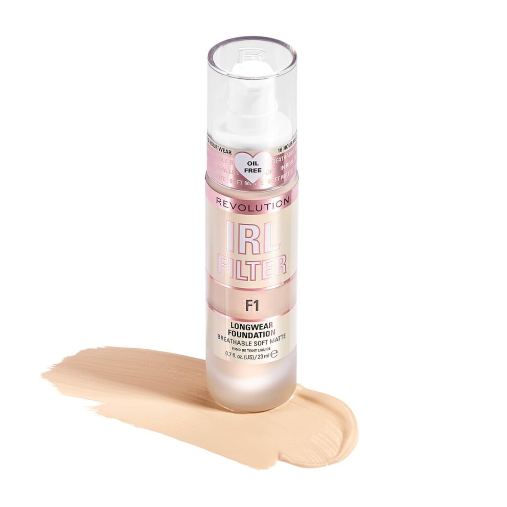 Revolution Beauty London IRL Filter, Longwear Foundation, Medium to Full Coverage, Matte Finish, 16 Hour Wear, F6.5, Light/Medium Skin tones, 23ml - Image 4