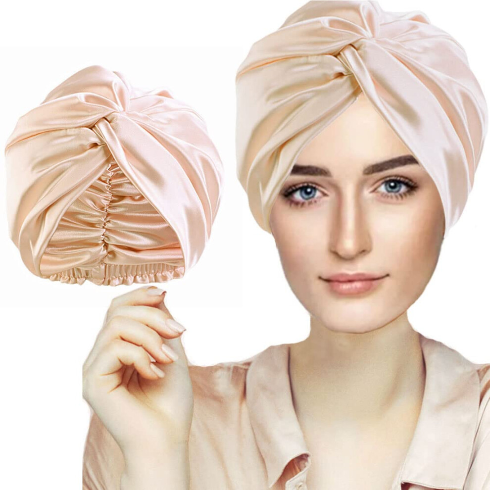 Fzhgvml Silk Sleeping Bonnet Cap For Women Hair Care (Champagne)