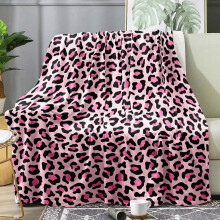 Black Pink Leopard Throw Blanket 50x60 in