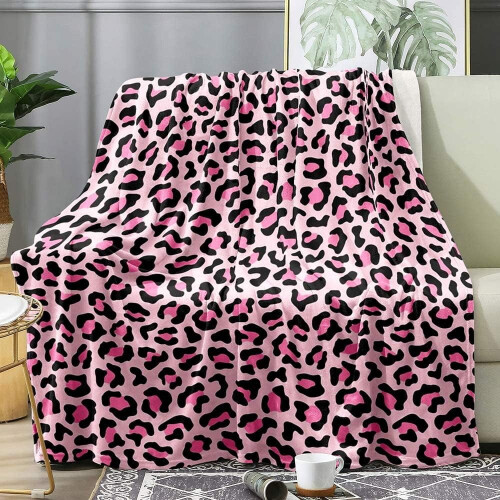 Black Pink Leopard Throw Blanket 50x60 in