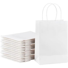 Bolsas de regalo de papel kraft con asas, 20,3 cm x 11,4 cm x 27,4 cm, 100 unidades