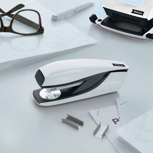 Petrus Wow Metal Office Stapler, White Pearl Colour 2