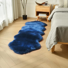 Navy Blue Faux Sheepskin Runner Rug 2 ft x 6 ft