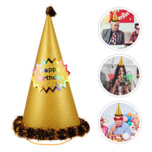 Golden Paper Cone Birthday Party Hats