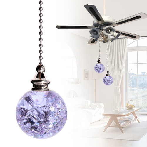 Purple Crystal Glass Fan Pull Chain 21 in 3mm