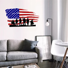 4th of July Wall Sticker – Flag & Soldier Design