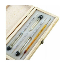 Kit hidrometru profesional pentru testarea alcoolului, cutie de lemn,
