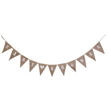 Burlap Heart Garland Banner 11 Flags 2.8m