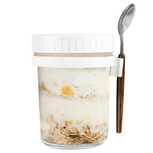 Overnight Oats Jar with Lid & Spoon, 10 oz Airtight Glass