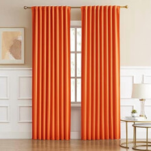 Orange Blackout Curtains 52x96 in, 2 Panels, Rod Pocket
