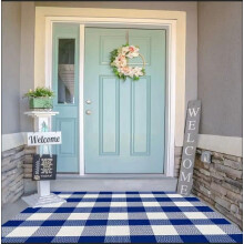 Cotton Buffalo Plaid Rug 3' x 5' Blue and White