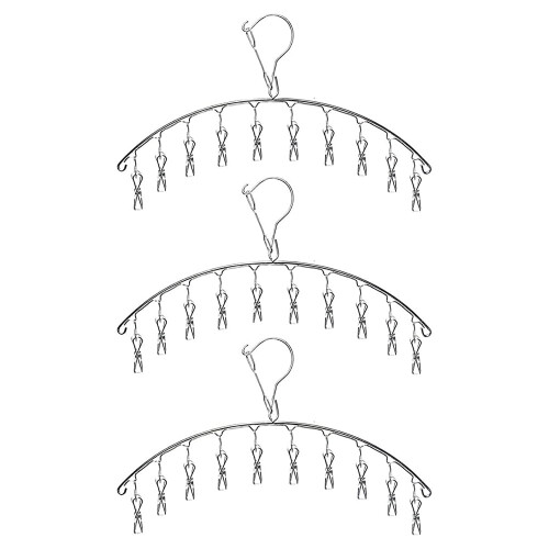 Stainless Steel Drying Rack with 10 Clips – 3 Pack