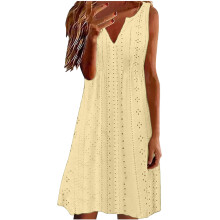 Women's swimsuit cover-up dress, openwork casual-Yellow XL