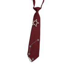 Uniform Ties School Girls Metal Chain Bowtie Necktie-Wine Red