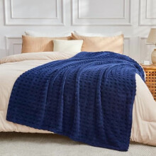 Flannel Fleece Throw Blanket Dark Navy Queen 90x90 in