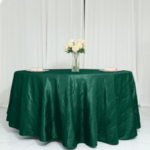 Hunter Green Crinkled Taffeta Round Tablecloth 120 in