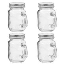 4-Pack Mason Jars with Handle and Airtight Lid