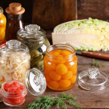 Okllen 9 Pack Fermentation Weights, 7 cm Glass Fermenting Weights with Easy-Grip Handle for Wide-Mouth Jars, Pickling Weight Set f