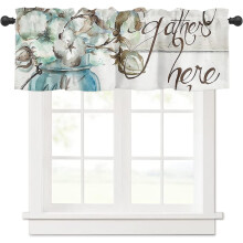 Wooden Plank Tier Valance Curtain 54x18 in Rod Pocket