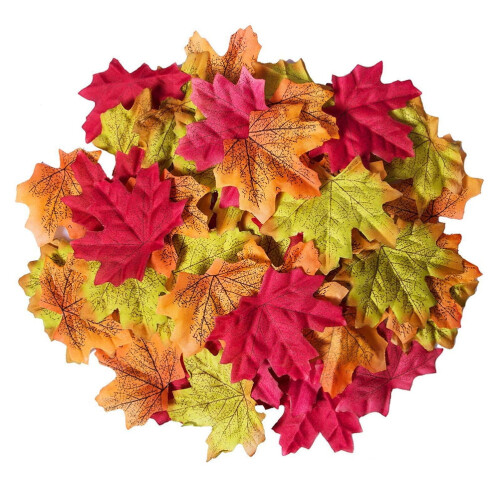 200 Pcs Fabric Maple Leaves Decor, Assorted Colours