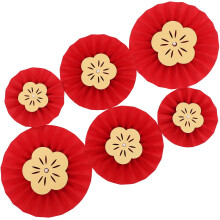 OUNONA 12-Piece Red Paper Fan Decorations