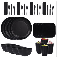 Black Wheat Straw Dinnerware Set for 4 – 32-Piece