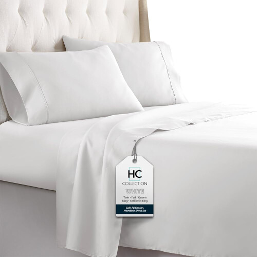 Queen Bed Sheet Set 4-Piece Microfiber Deep Pocket Navy