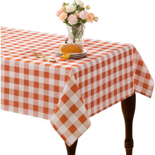 Buffalo Plaid Tablecloth 60x104 in Orange White