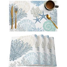 Cotton-Linen Thanksgiving Placemats Set of 6, 13x19 in