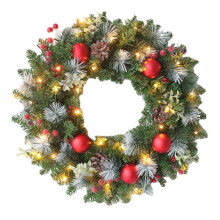 Couronne de Noël artificielle pré-illuminée 50 cm avec 40 LED