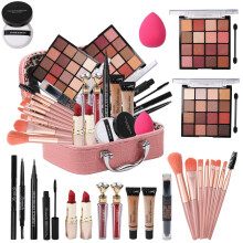 Delymol All in One Makeup Kit for Teen Girls - 2X16 Colors Eyeshadow, Liquid Foundation, Eyeliner Pencils, Contouring Stick, Lip Gloss, Eyebrow Pencil
