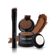 THICK FIBER Set Ritocco Radici - Concealer per Capelli Sottile, Resistente all'Acqua e al Sudore, con Pennello (Marrone Dorato Medio)