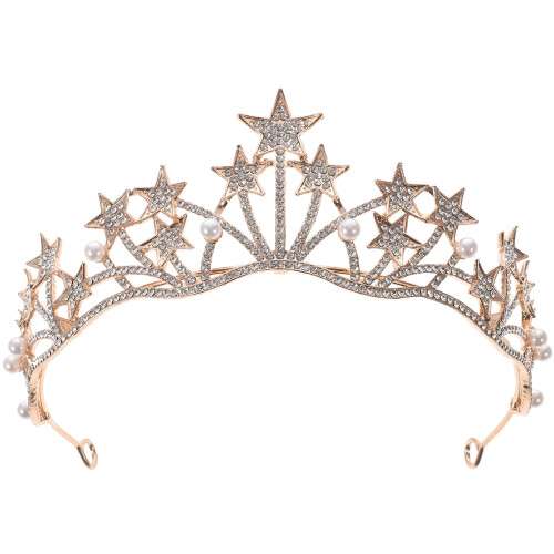 Golden Rhinestone Tiara for Bride – Wedding Headpiece