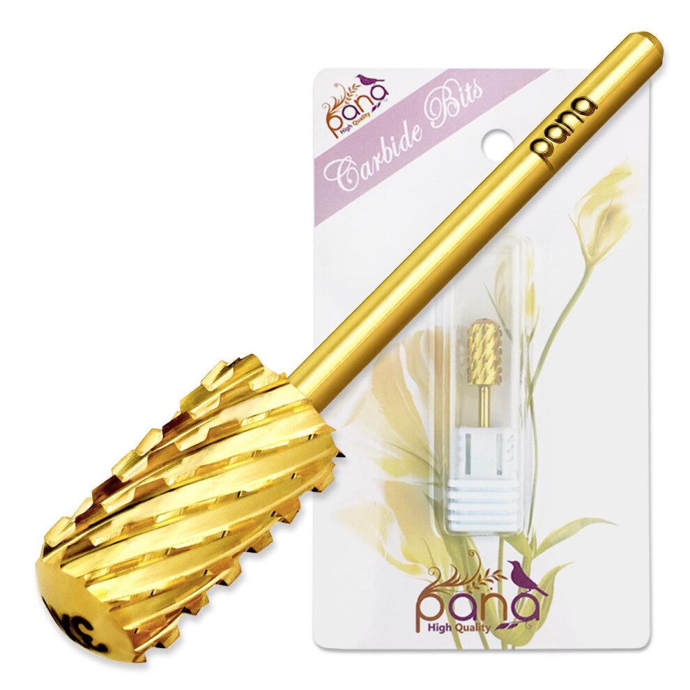 Pana Gold 3/32" Small Smooth Top Barrel Nail Carbide Bit For Electric Dremel Drill Machine Manicure Pedicure Nail Salon Tools Acrylic & Gel Removal (,