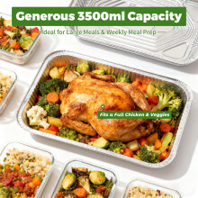 10 Pack Large Aluminium Foil Trays (32x21x5 cm) - Heavy Duty Disposable Roasting Pans & Deep Baking Tins - Rectangular Foil Contai